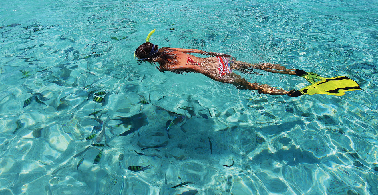 Snorkeling in the crystal-clear turquoise waters of the Sea of Cortez near Loreto
