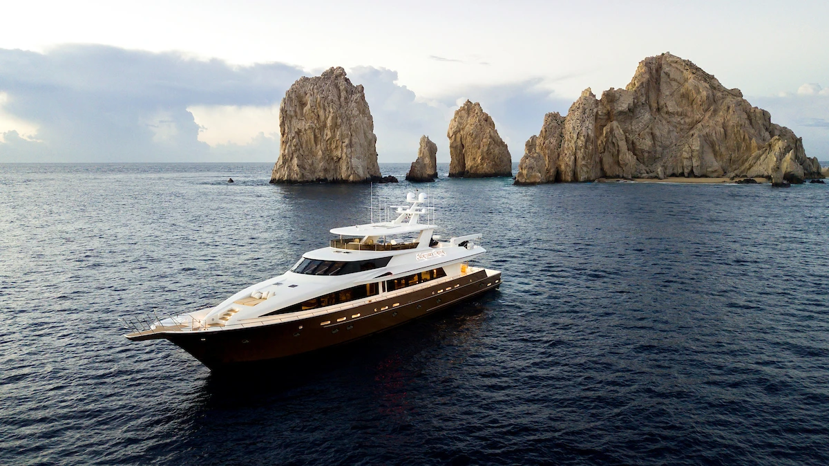 Northern Dream yacht with tender and water setup in Cabo San Lucas