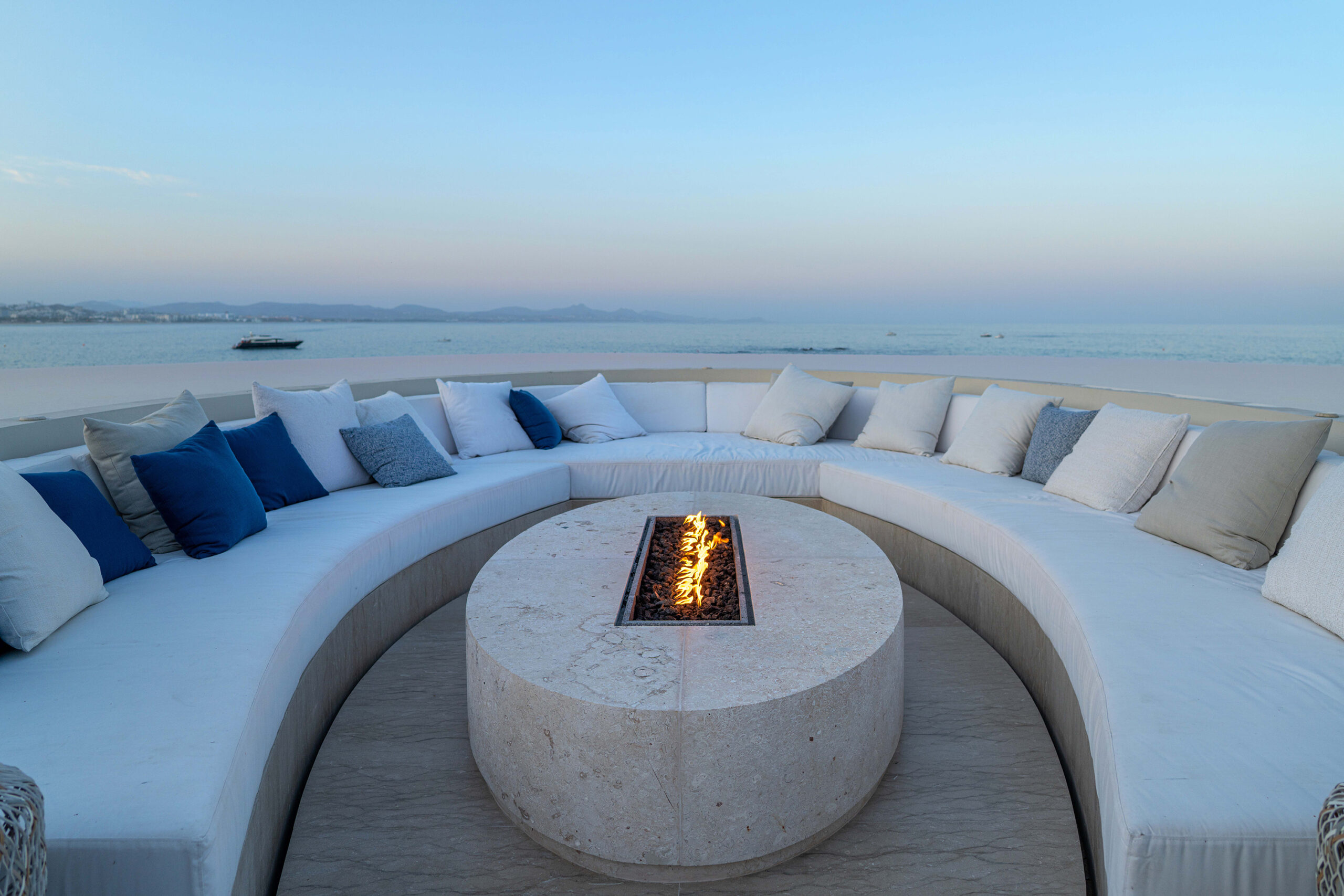 Casa Elije fire pit surround by the infinity pool and ocean views in Palmilla Los Cabos