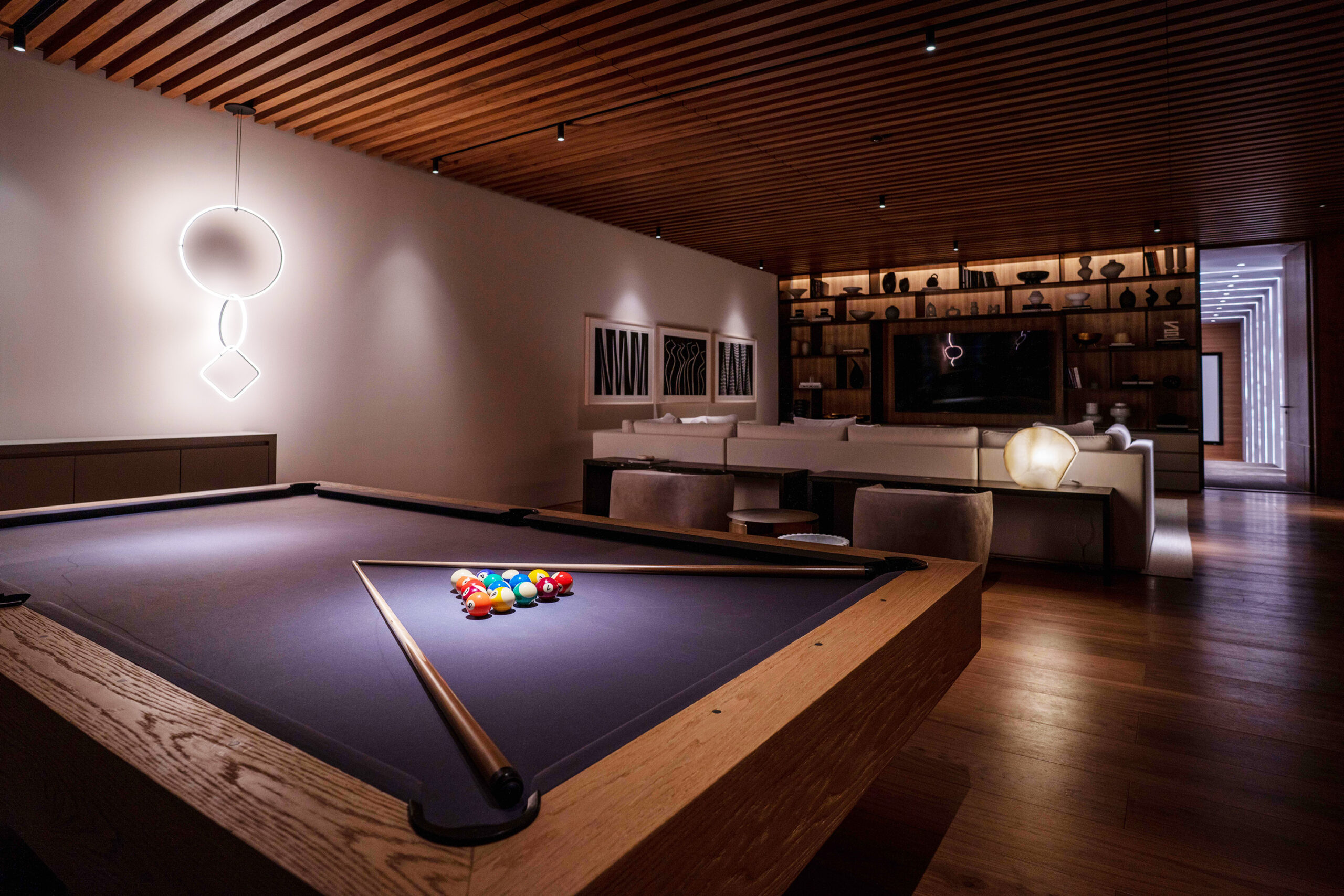 Casa Elije pool table in entertainment area in Palmilla Los Cabos