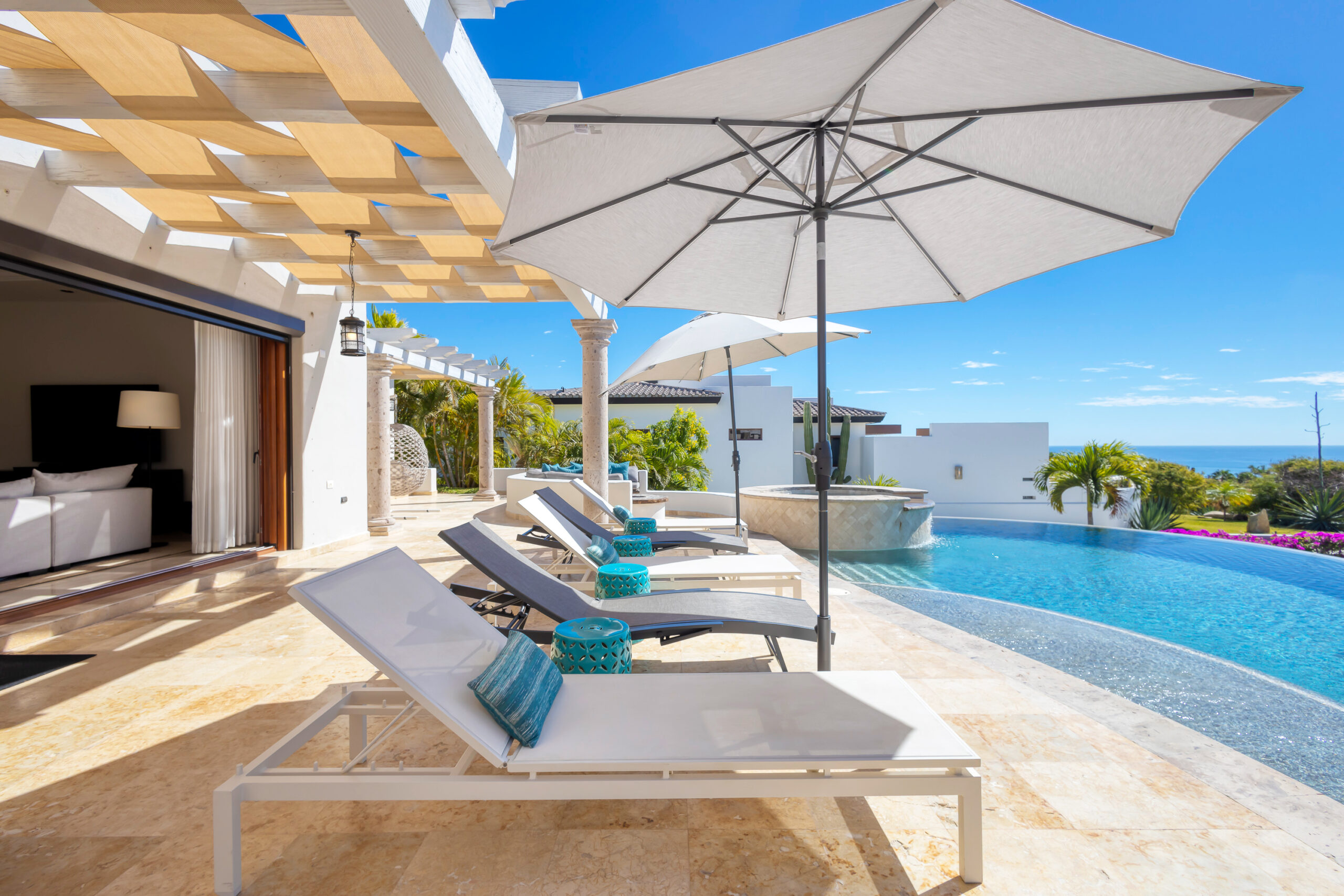 Casa Micana lounge poolside in Puerto Los Cabos, Golf Nearby Los Cabos