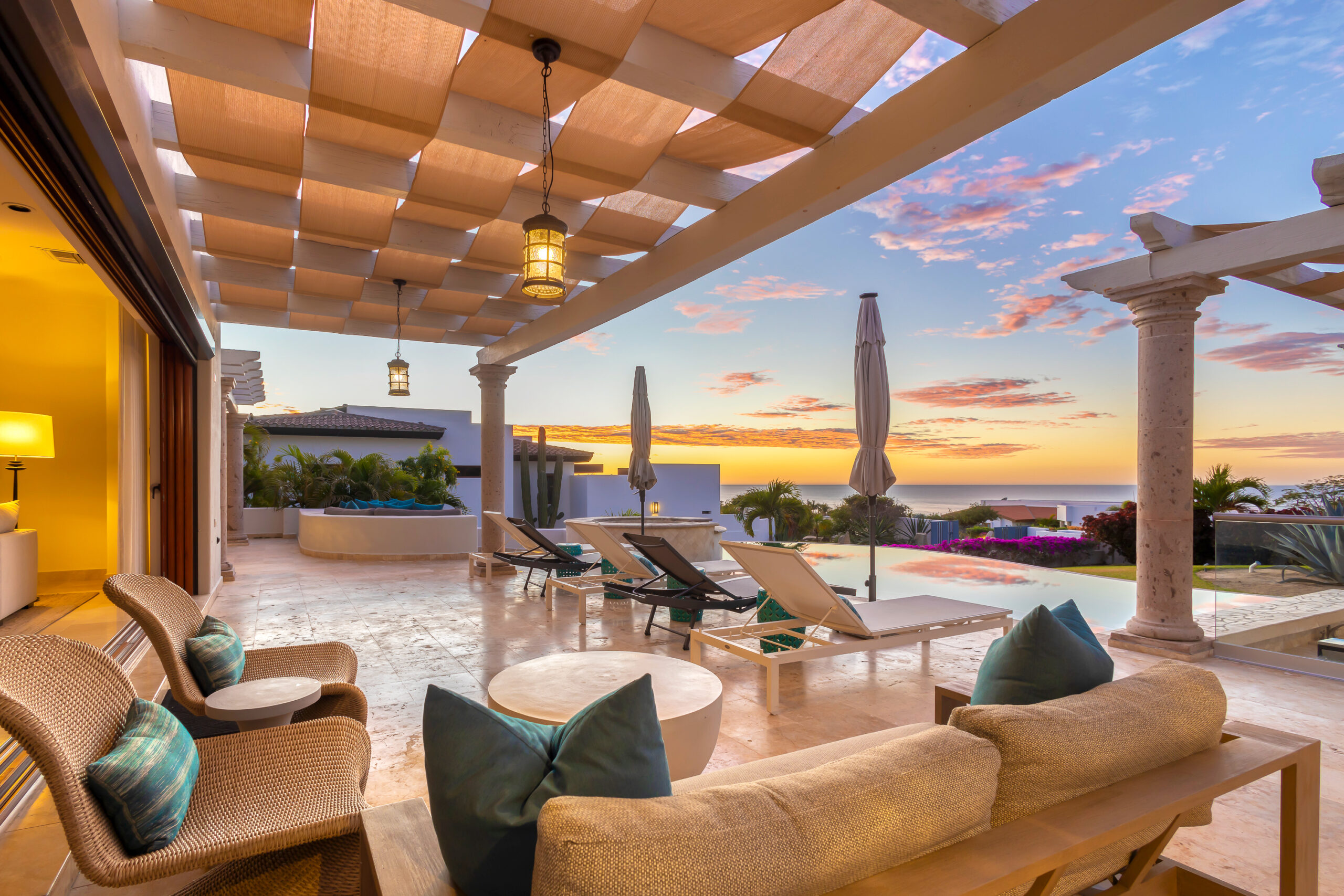 Casa Micana outdoor seating in Puerto Los Cabos, Golf Nearby Los Cabos