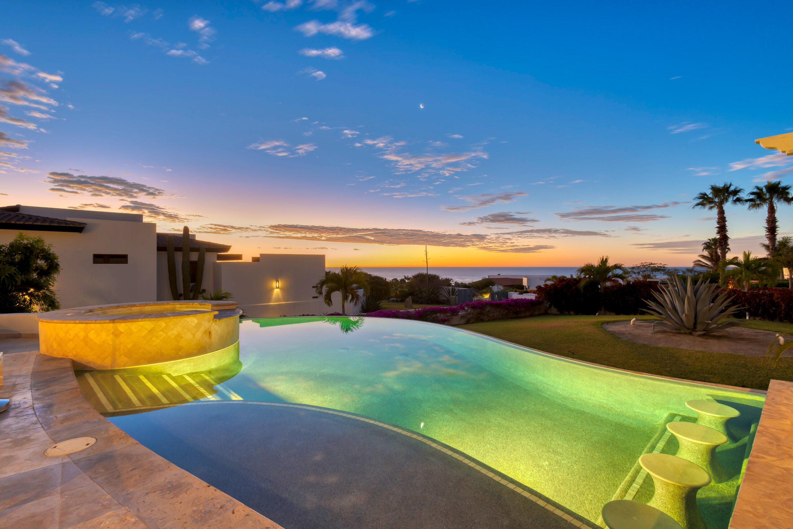 Casa Micana poolside with sunset ocean views in Puerto Los Cabos, Golf Nearby Los Cabos