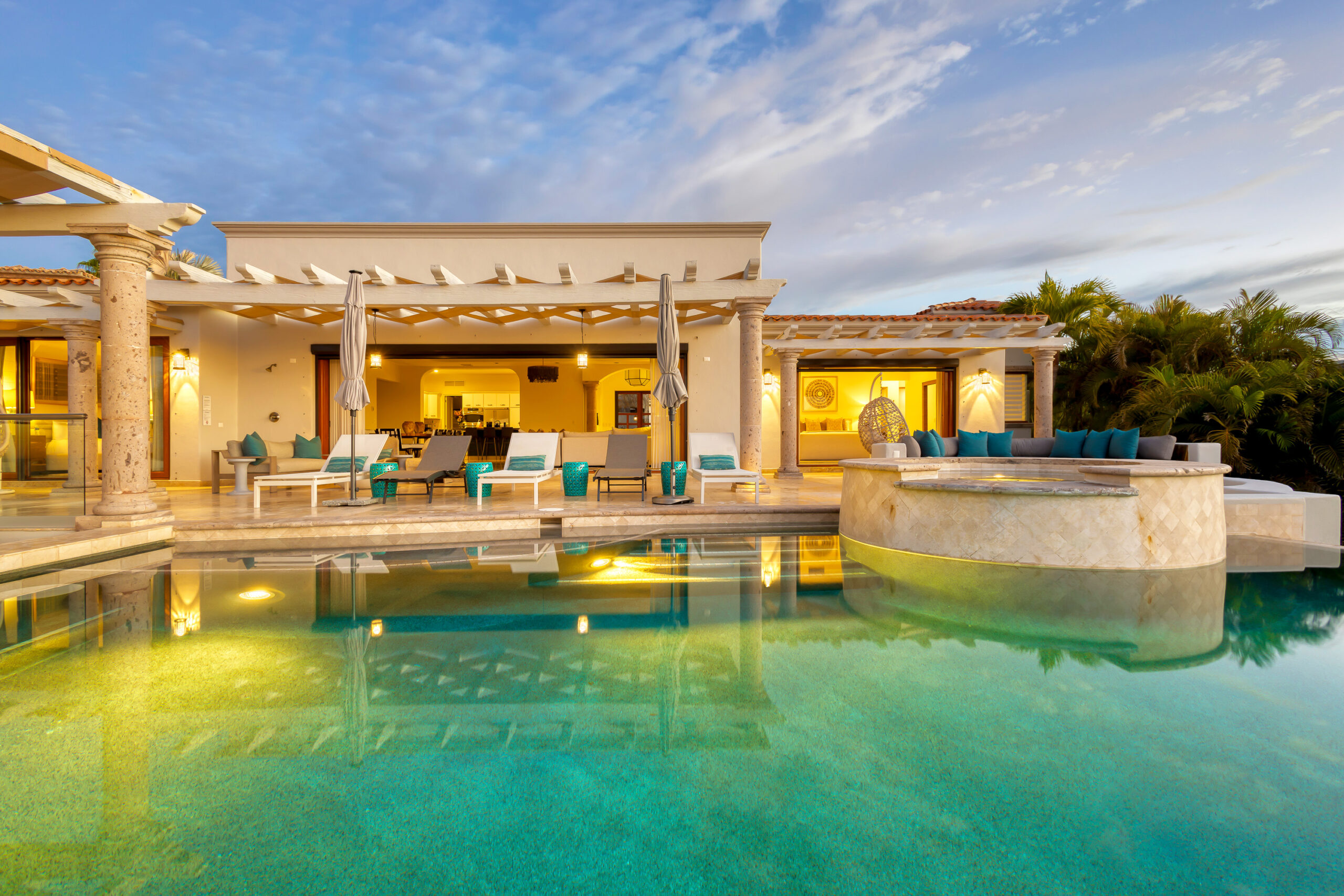 Casa Micana poolside view of exterior in Puerto Los Cabos, Golf Nearby Los Cabos