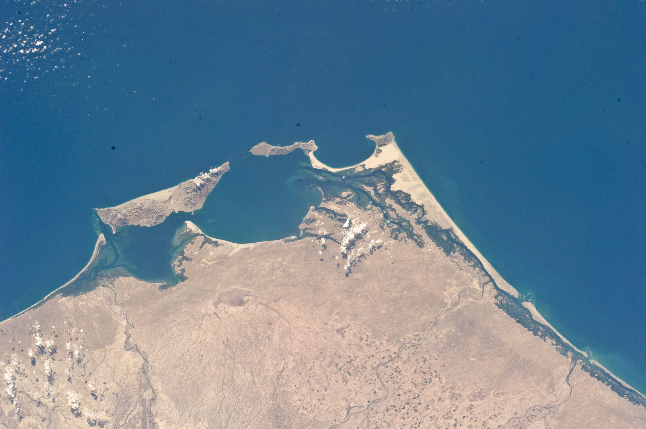 Satellite view of Magdalena Bay and Santa Margarita Island from the International Space Station