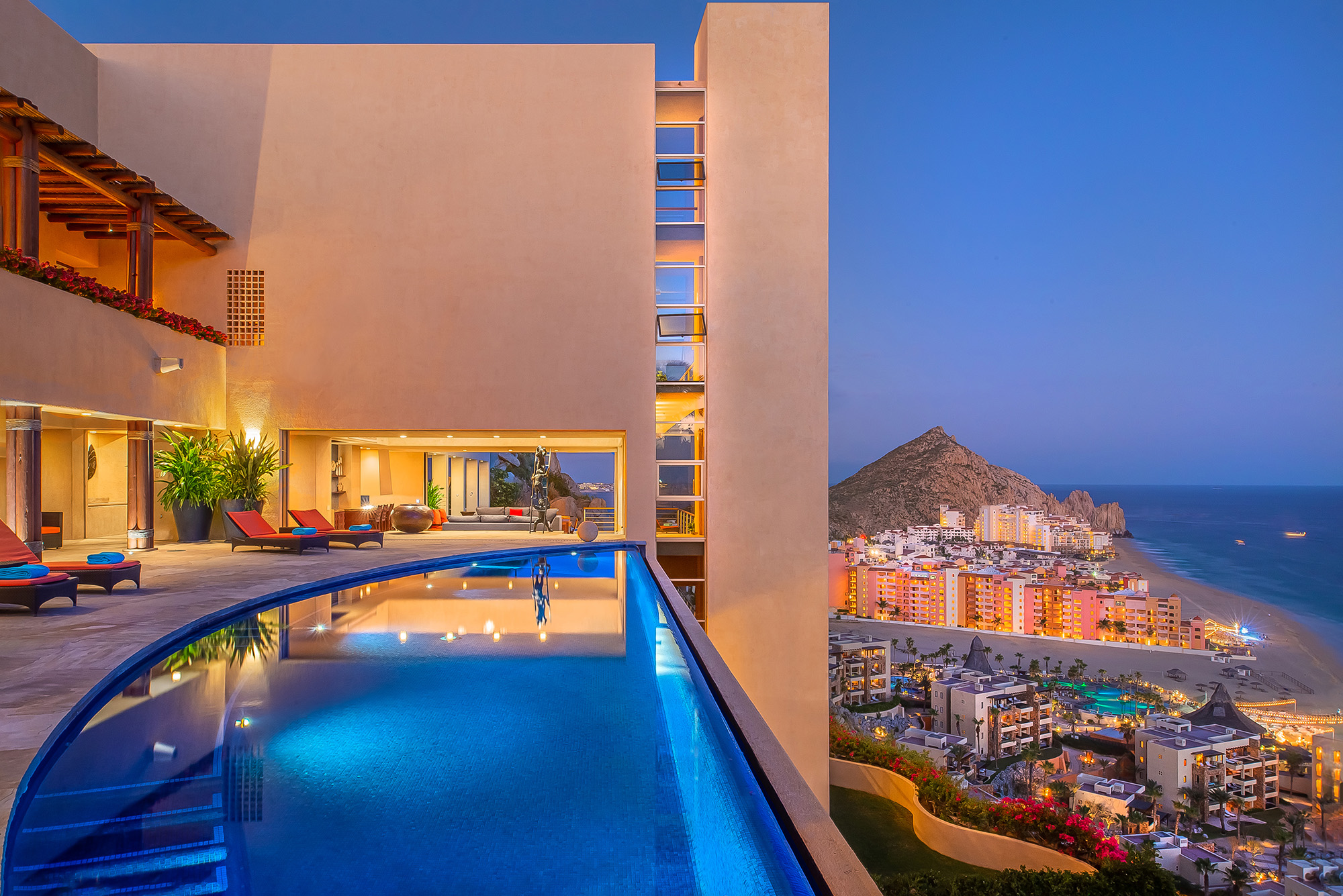 Villa Bellissima indoor gathering space in Pedregal Pacific, Oceanfront Los Cabos
