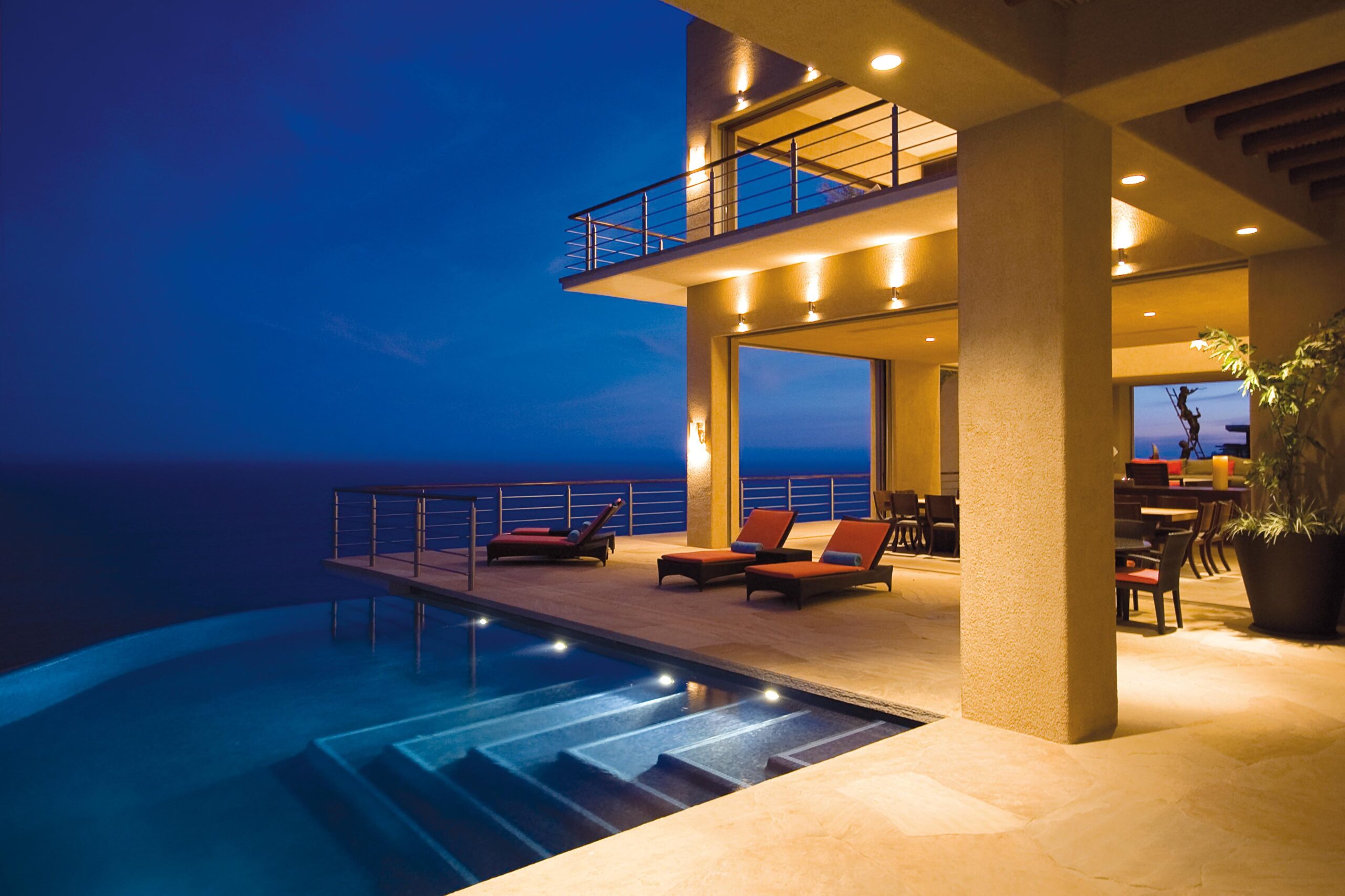 Villa Bellissima pool terrace in Pedregal Pacific, Oceanfront Los Cabos