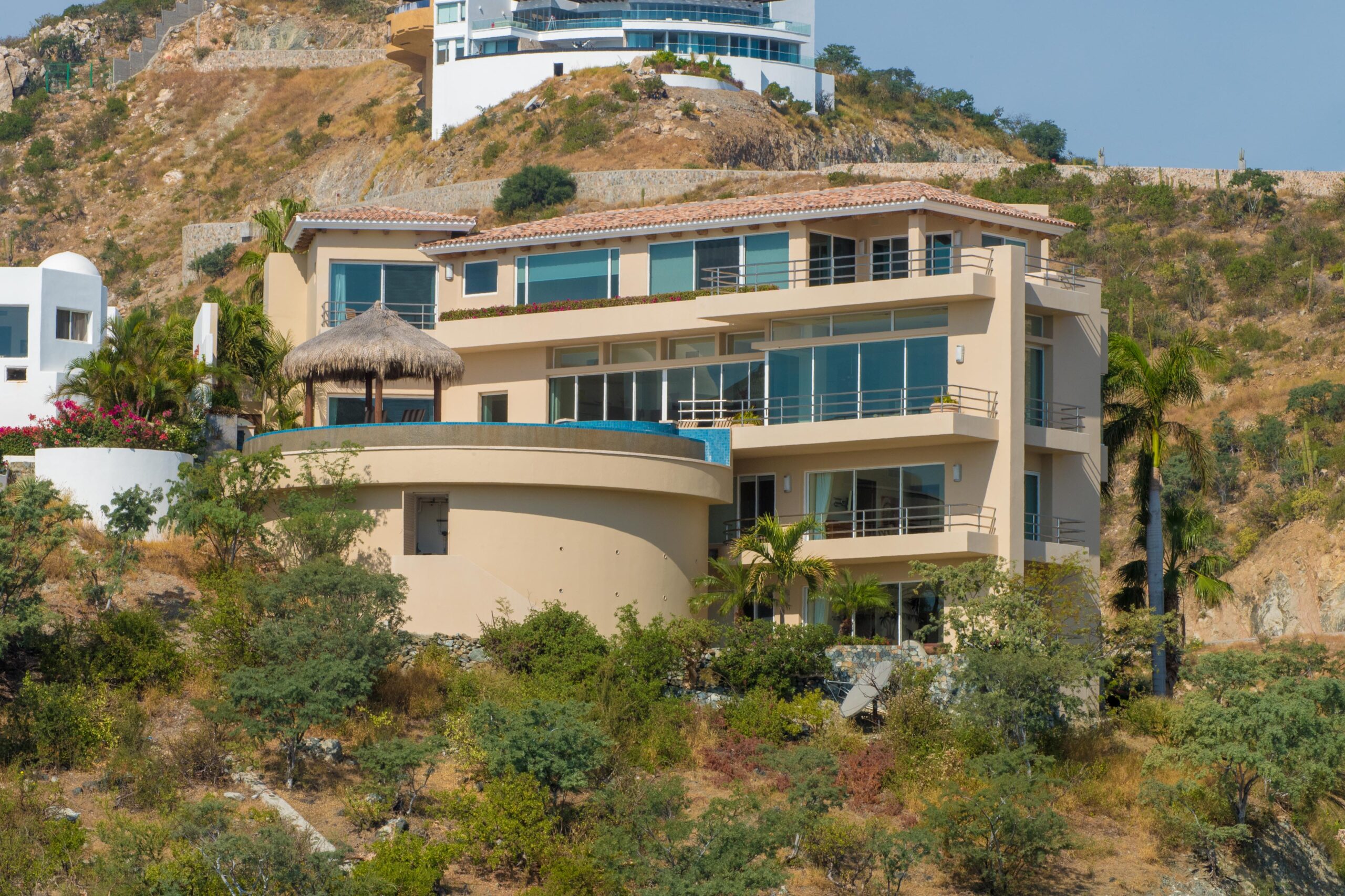 Villa Del Mar front view in Pedregal Pacific, Ocean View Los Cabos