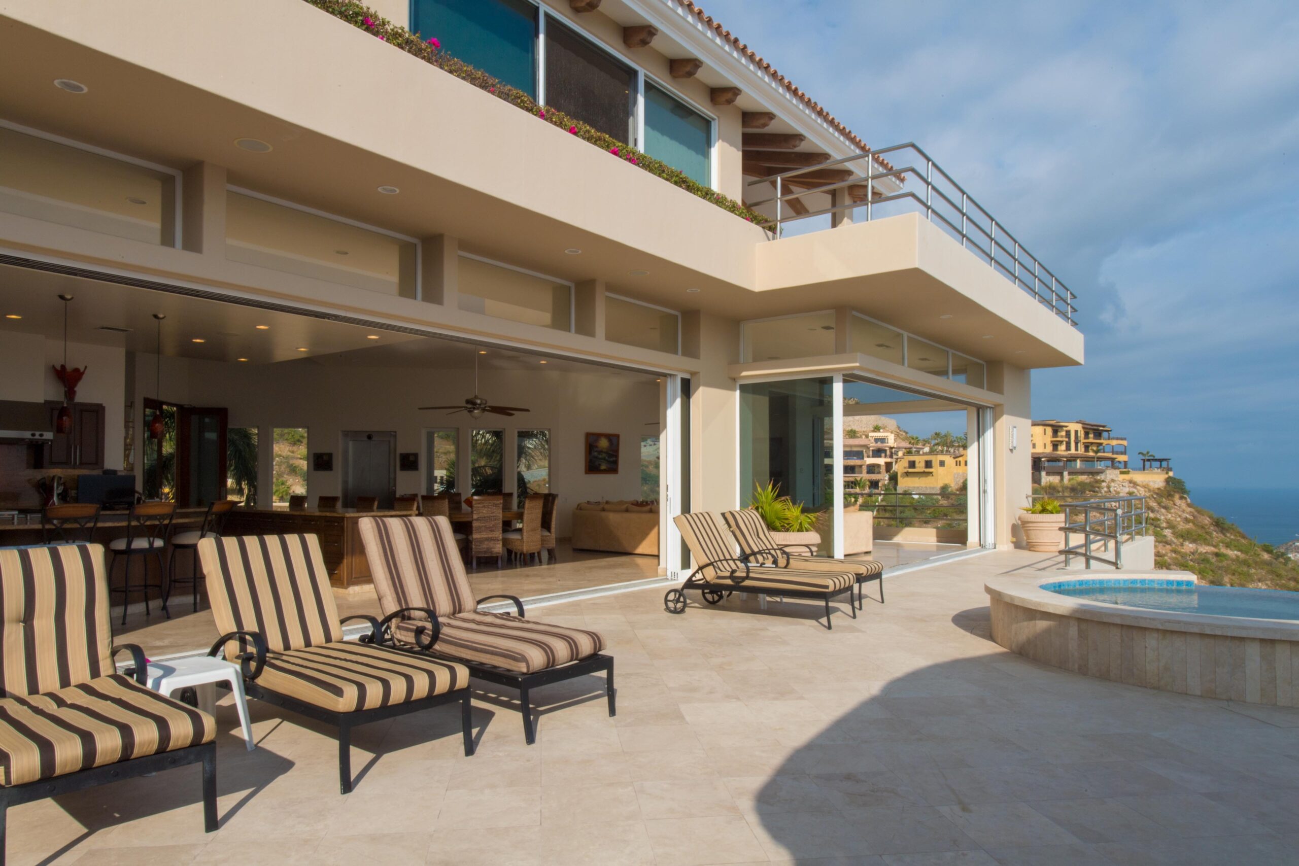 Villa Del Mar poolside patio in Pedregal Pacific, Ocean View Los Cabos
