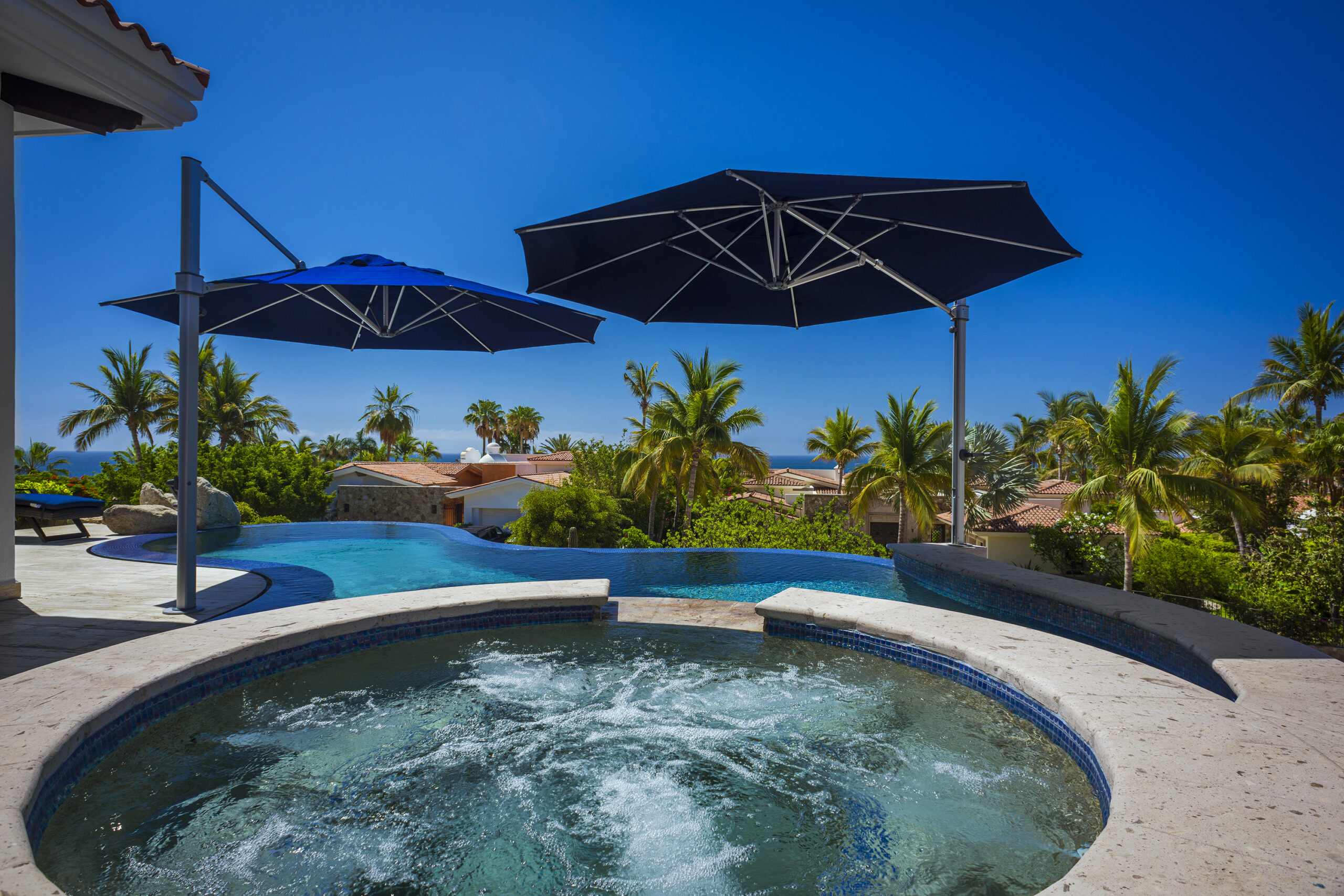 Villa Esperanza ocean view outdoor living area in Palmilla, Walk to Beach Los Cabos