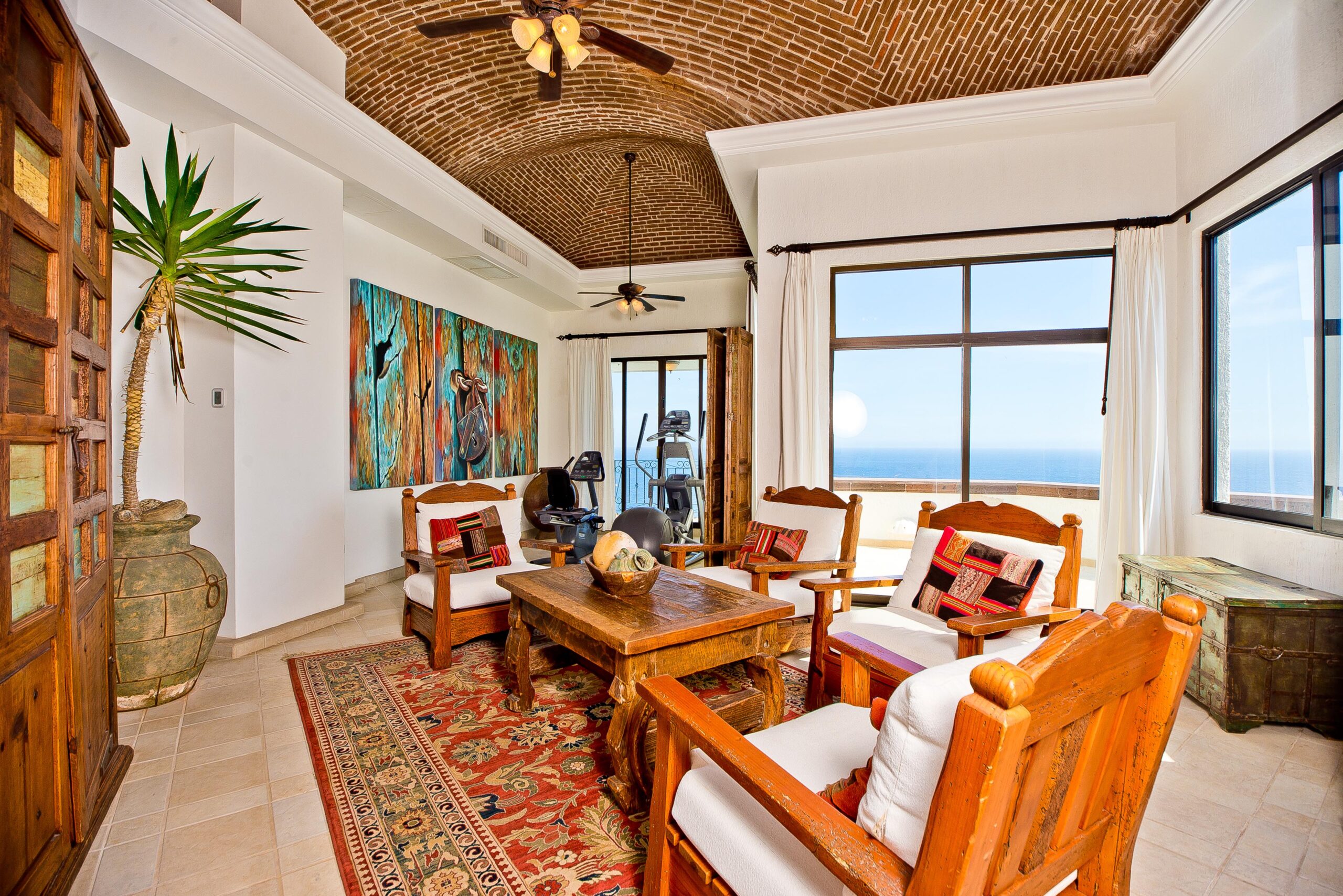 Villa Grande relaxing den in Pedregal Pacific, Oceanfront Los Cabos