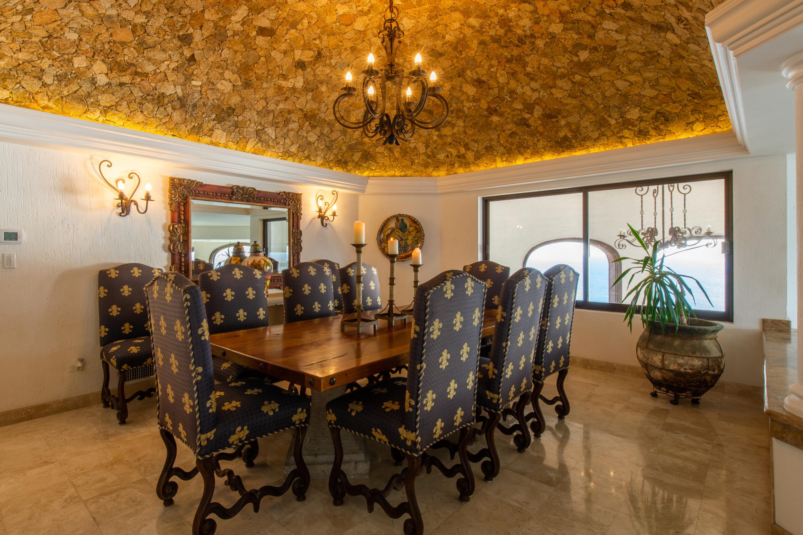 Villa Grande unique dining room in Pedregal Pacific, Oceanfront Los Cabos