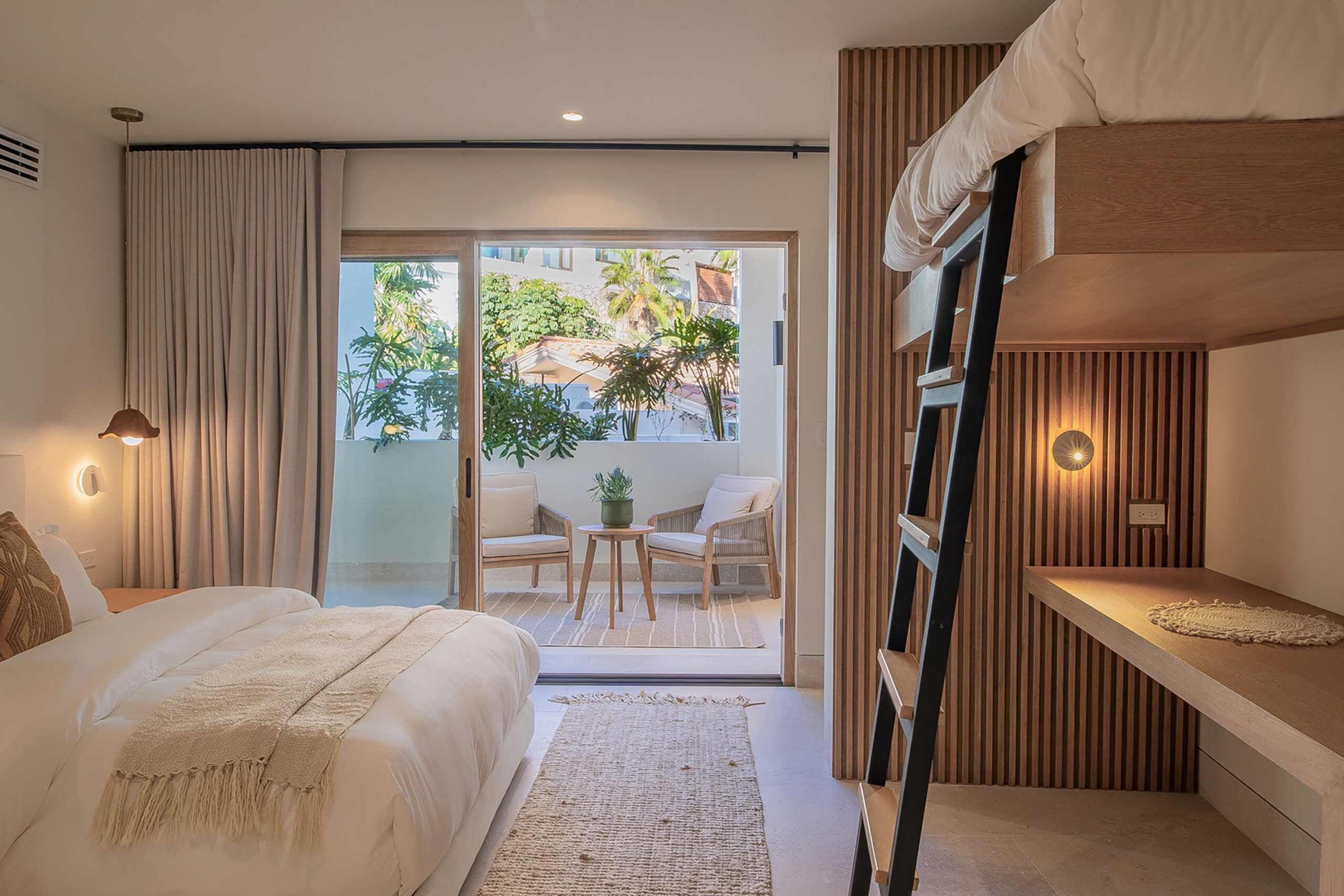 Villa Lazul bedroom suite with private outdoor access in Cabo Colorado, Onsite Villa Staff Los Cabos