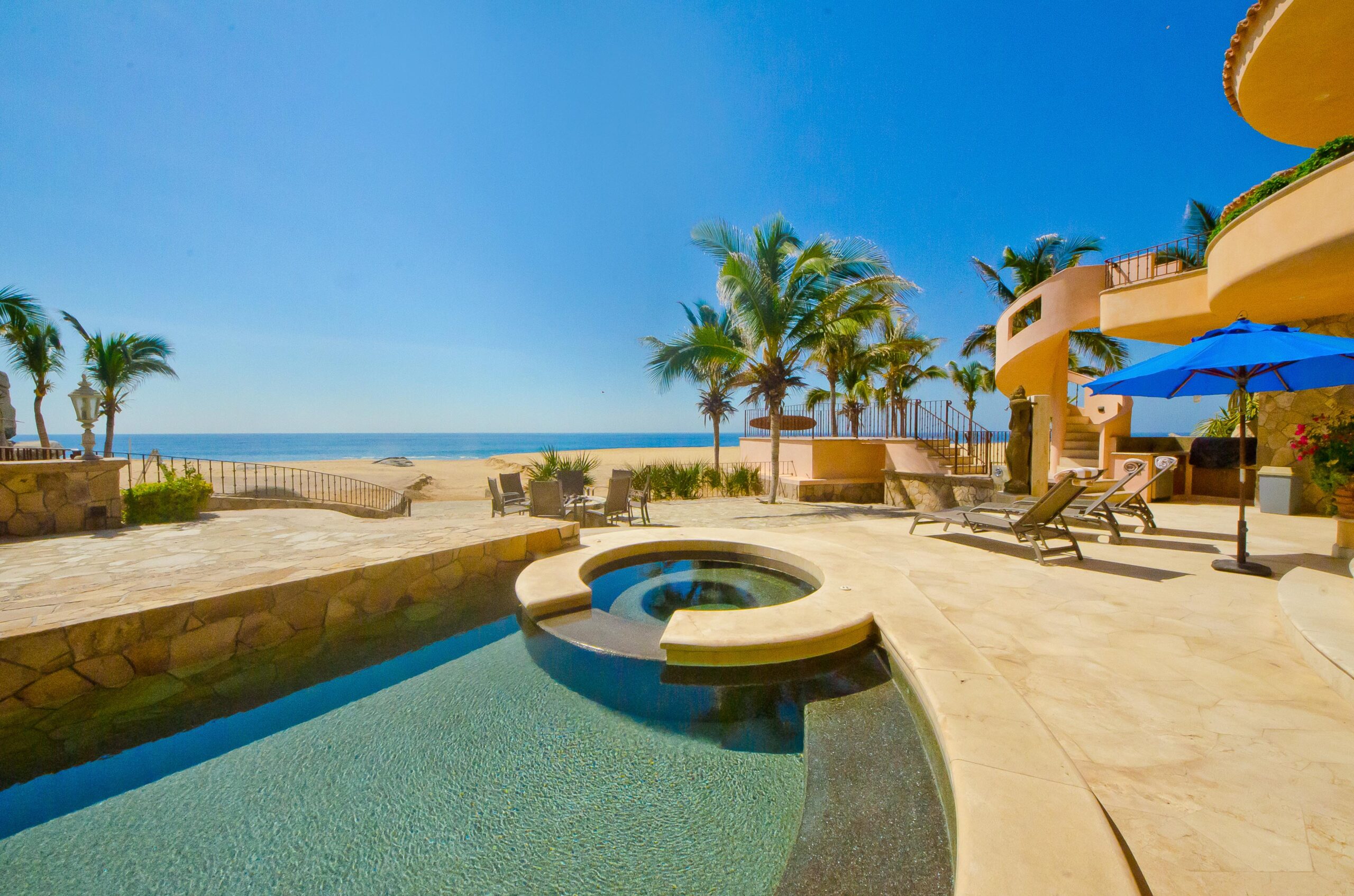 Villa Marcella luxury villa exterior in Pedregal Pacific, Beachfront Los Cabos