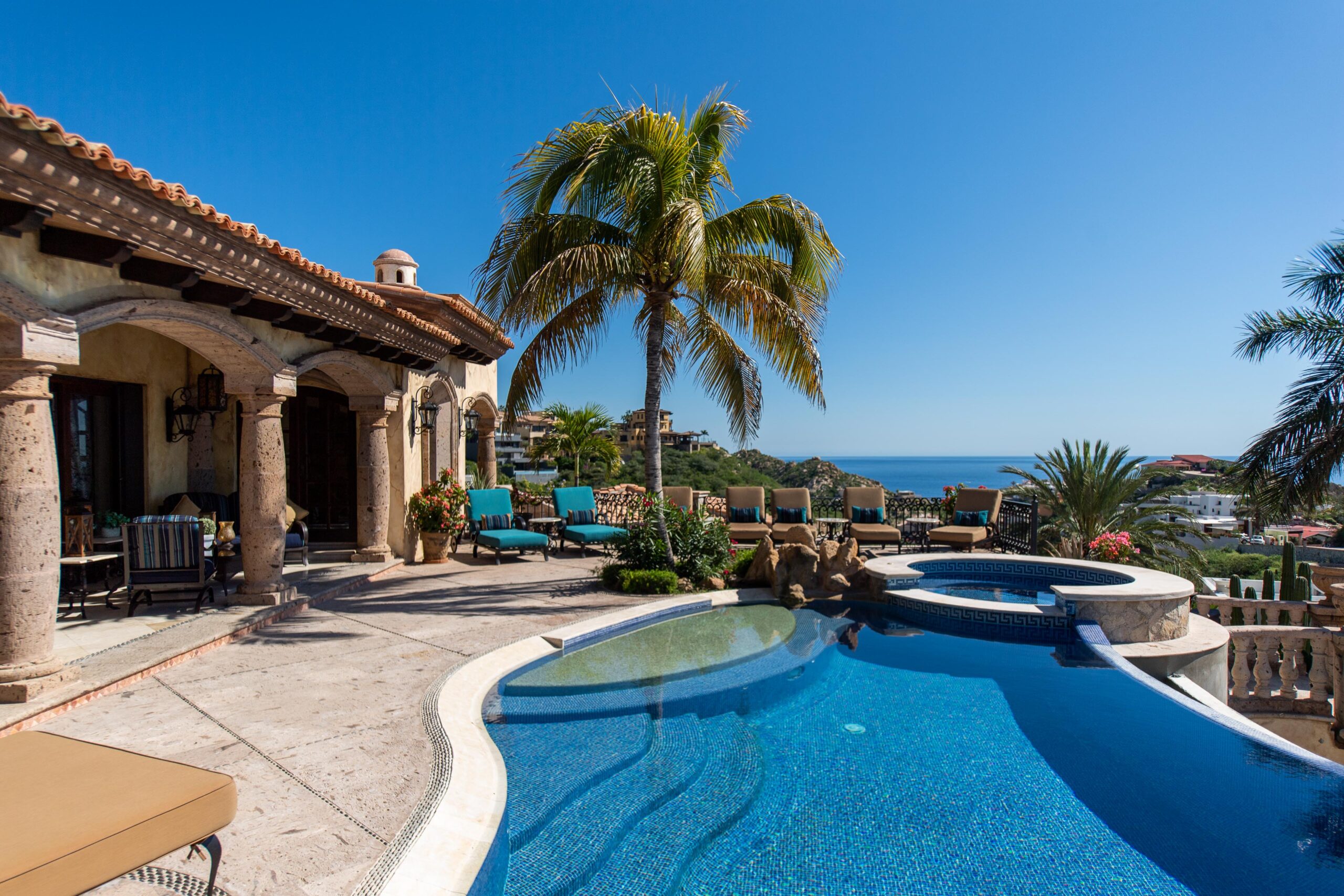 Villa Maria luxury villa exterior in Pedregal Pacific, Ocean View Los Cabos