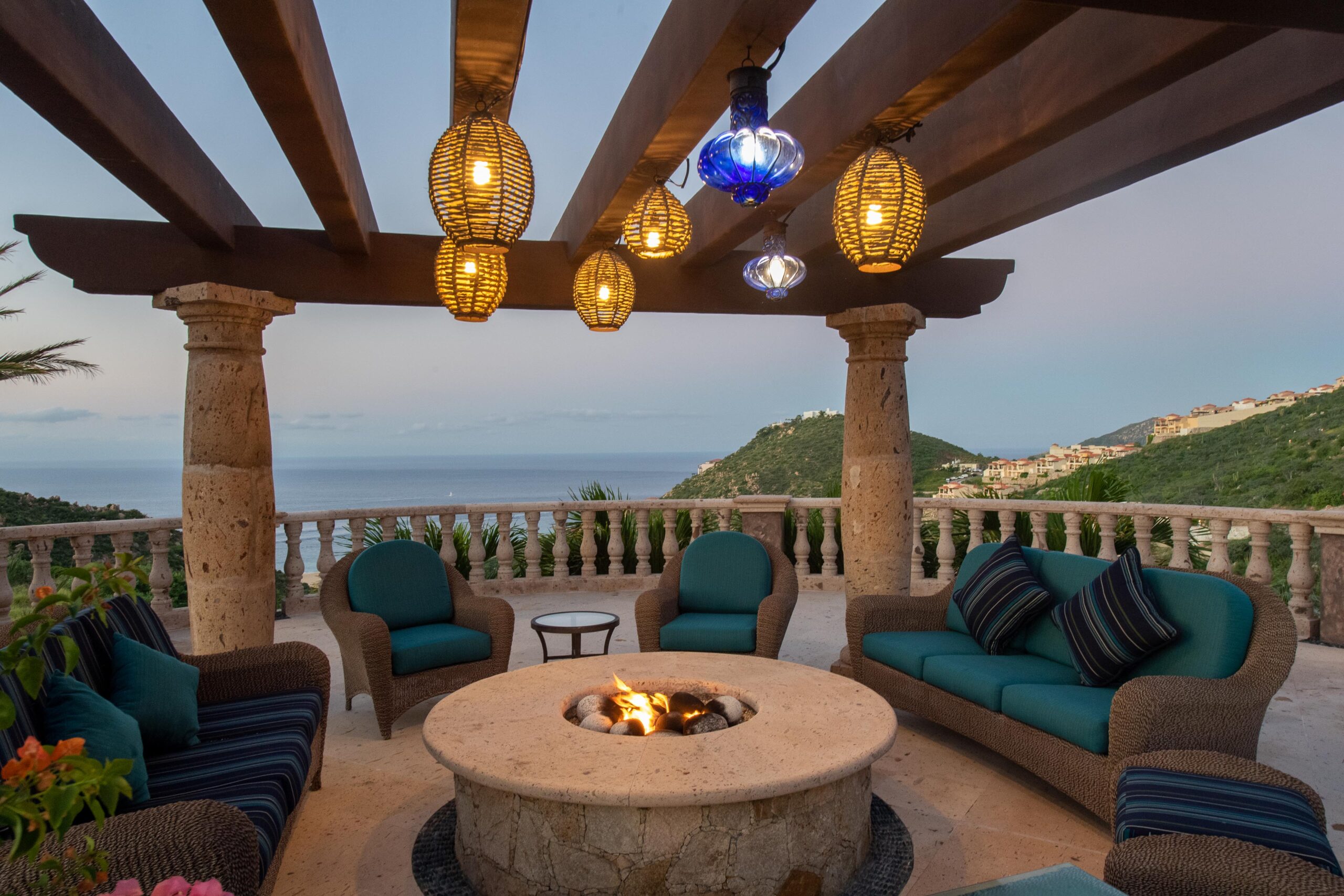 Villa Maria ocean view outdoor living area in Pedregal Pacific, Ocean View Los Cabos