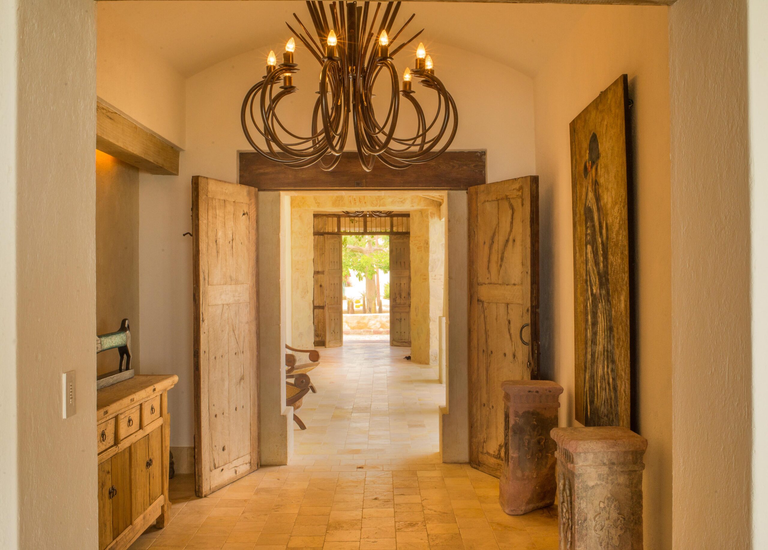 Villa Piedra Blanca indoor gathering space in Puerto Los Cabos, Beachfront Los Cabos