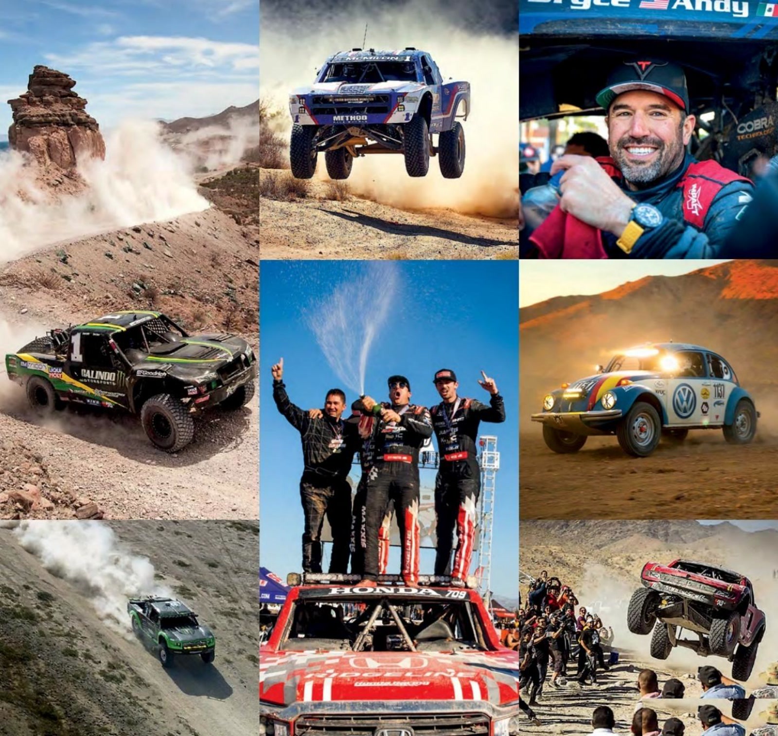Baja 1000 off-road racing vehicles and drivers from the Book Baja 2026 Guide