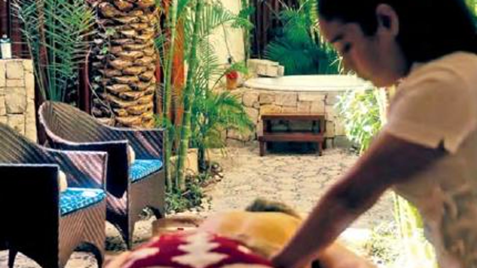 Outdoor spa treatment setting at Las Ventanas in Los Cabos