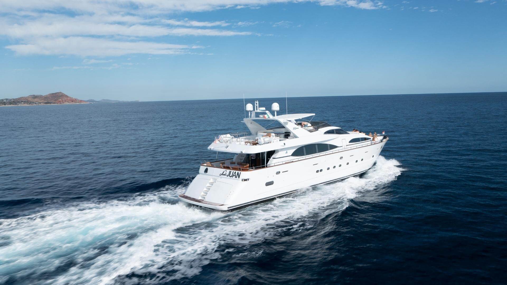 Number Juan 100ft Azimut yacht charter cruising in Cabo