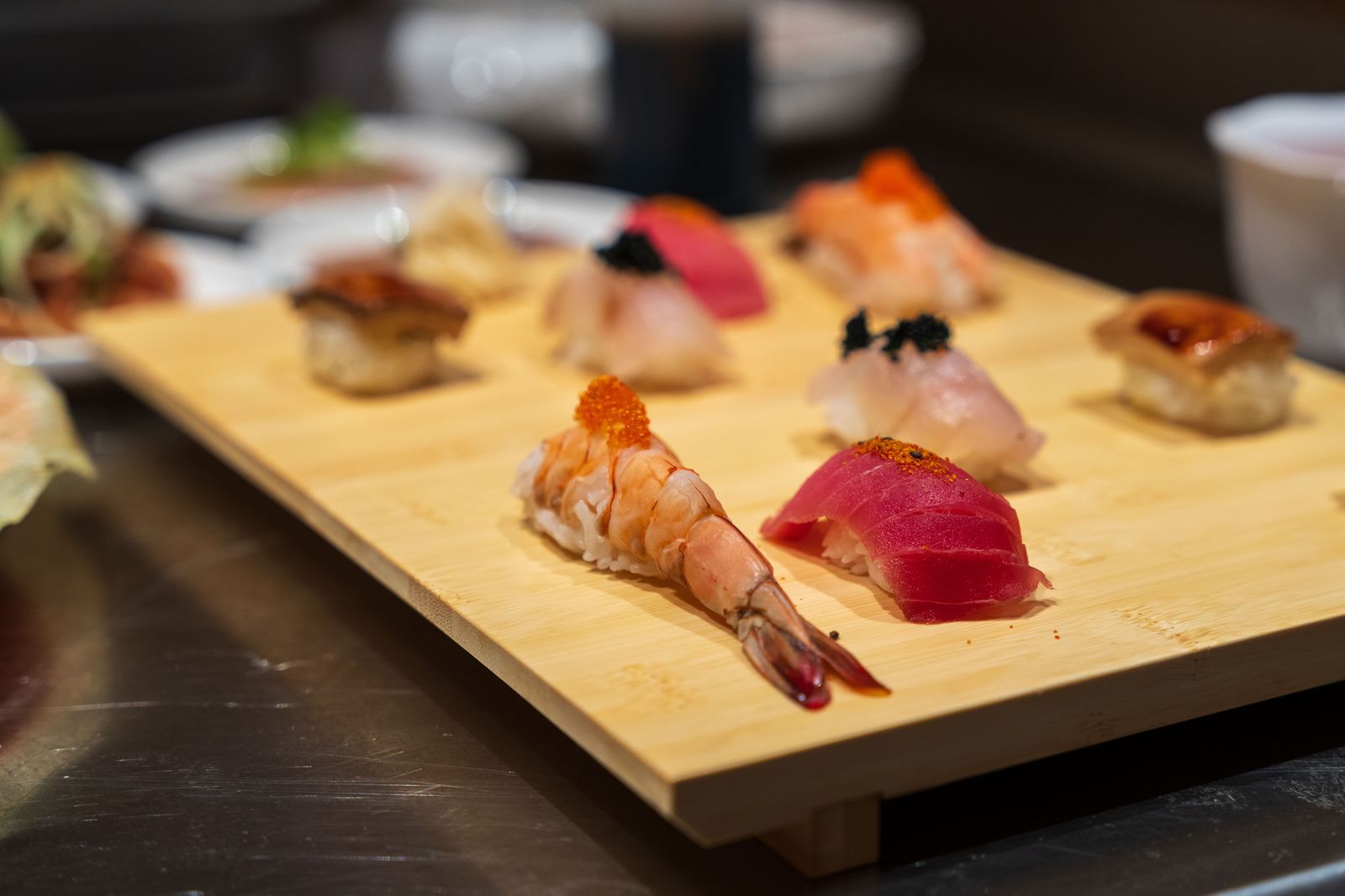 Close-up of nigiri prepared for a private omakase experience at Casa La Maraca in Cabo