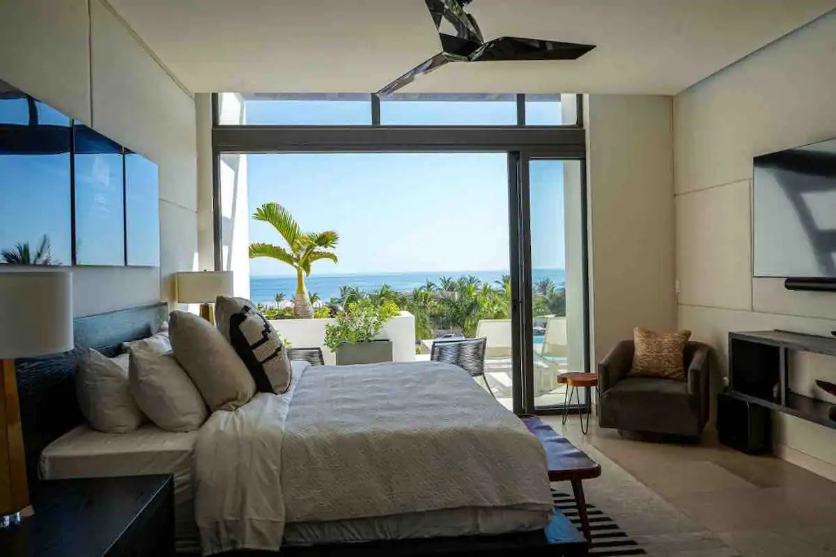 Casa Texas in Pedregal, Cabo San Lucas — King bedroom and ocean-view terrace
